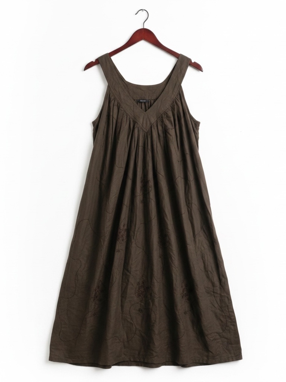 Boho Sleeveless Embroidered Maxi Dress in Dark Brown (One Size Fits Most) New
